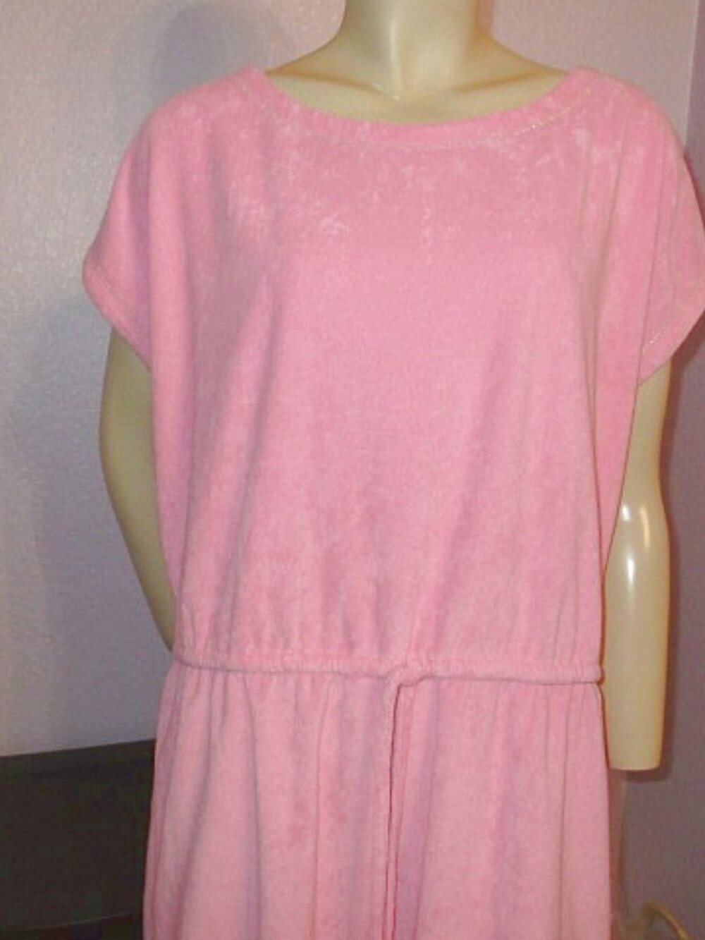 Boston Proper Terry Cloth Dress Size XL Boatneck Pink Beach Resort Casual Active - Picture 3 of 9